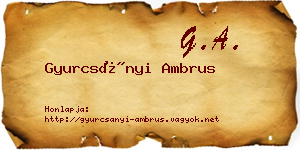 Gyurcsányi Ambrus névjegykártya
